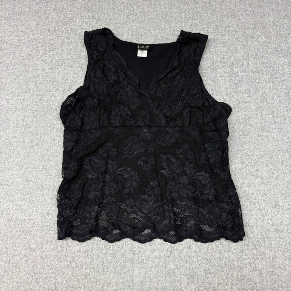 INC International Concepts Tops - INC International Concepts | Lace Sleeveless Top | XL | Black | Floral Surplice